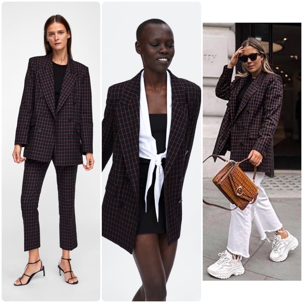 ZARA Plaid Double Breasted Oversized Blazer Jacket - Picture 3 of 8